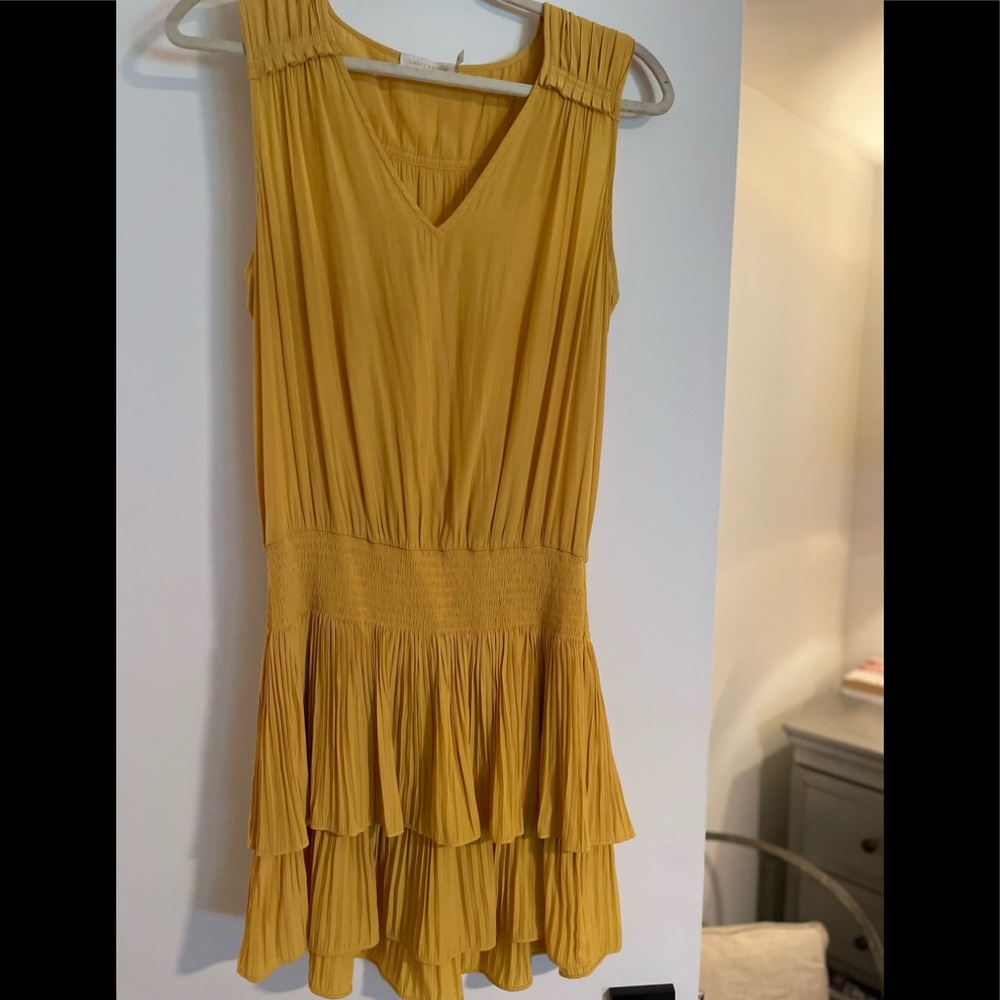 Ramy Brook yellow/gold pleated mini dress size M